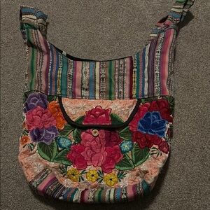 Floral Embroidered Multicolor Shoulder Bag